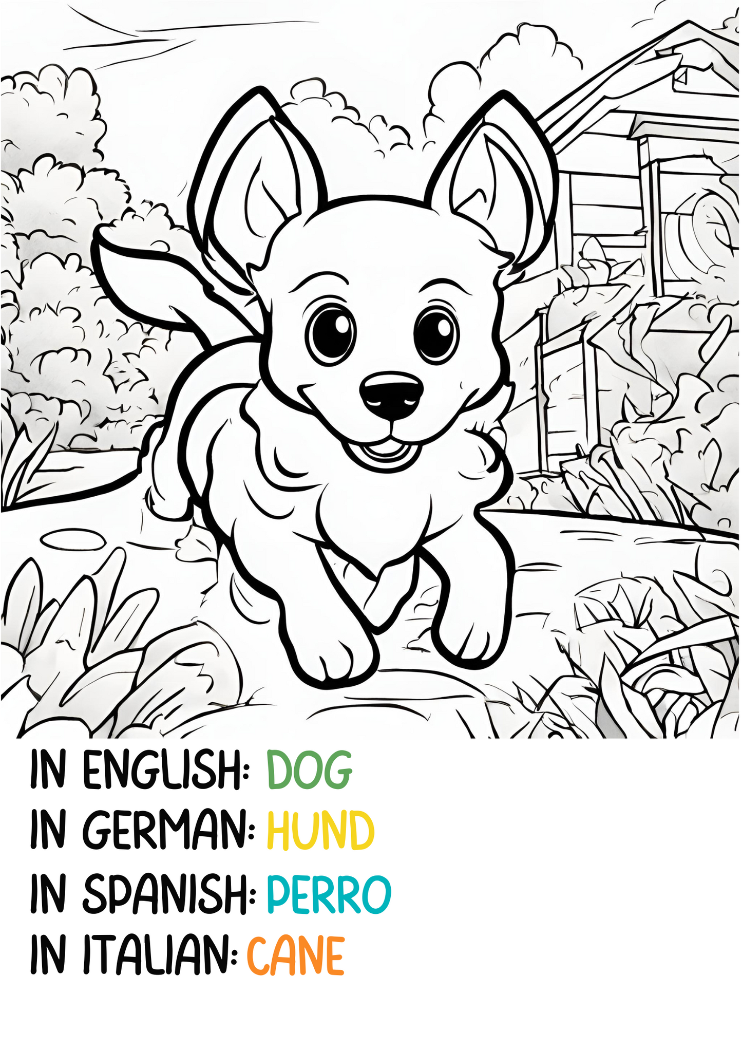 Print, Color & Learn: Animals in English, German, Spanish and Italian