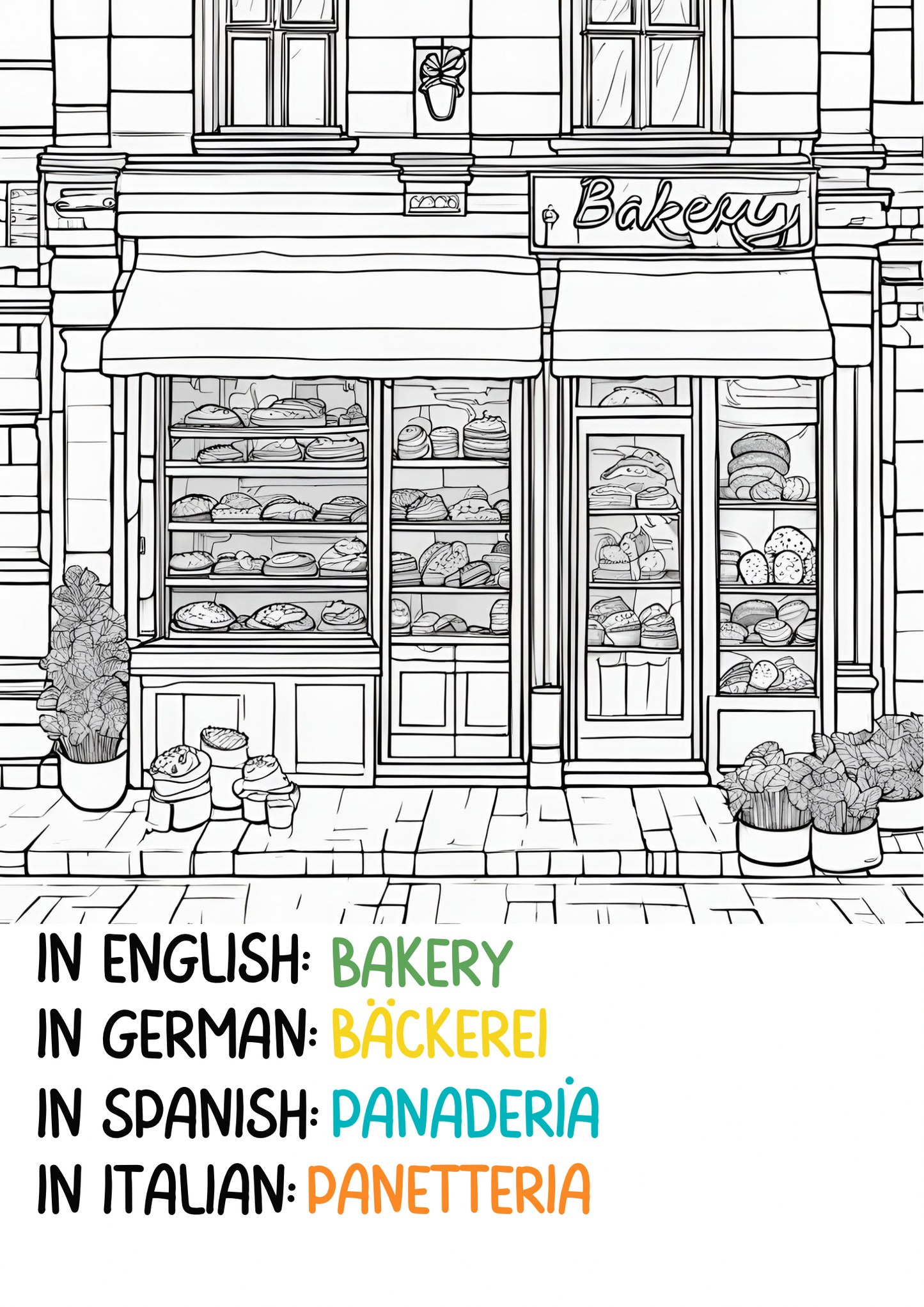 Print, Color & Learn: Places in English, German, Spanish and Italian